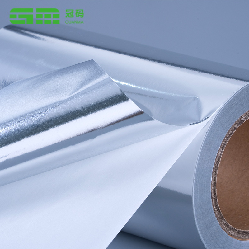 Lastik Tutkallı 50mic Parlak Gümüş PP Kendinden Yapışkanlı Kağıt Jumbo Rulo